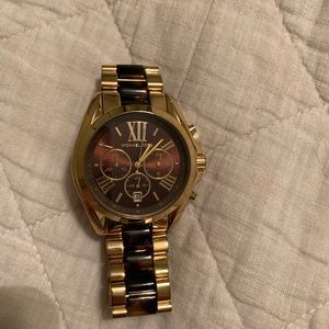 Michael Kors two toned gold and tortoise unisex watch